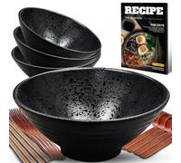 8 Pollici 4 Set Ciotola Ramen In Ceramica(17 pezzi), Ciotola Di Pasta Giapponesi Con Ricette Forchetta Bacchette E Cucchiaio Per Spaghetti Zuppa Di Insalata Snack Bowl Regali Per Uomini Donne Di Casa