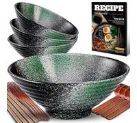8 Pollici 4 Set Ciotola Ramen In Ceramica(17 pezzi), Ciotola Di Pasta Giapponesi Con Ricette Forchetta Bacchette E Cucchiaio Per Spaghetti Zuppa Di Insalata Snack Bowl Regali Per Uomini Donne Di Casa