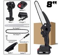 8 pollici Brushless 88VF a catena elettrica Mini motosega Taglierina for legno ricaricabile Potatura Utensile elettrico da giardino for batteria 18V Per tagliare e sbavare(1 battery)
