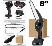 8 pollici Brushless 88VF a catena elettrica Mini motosega Taglierina for legno ricaricabile Potatura Utensile elettrico da giardino for batteria 18V Per tagliare e sbavare(2 battery)
