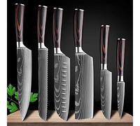 8" pollici cucina Coltelli Giapponesi Damasco modello cuoco coltello strumento tagliente Cleaver Slicing Coltelli (Color : 6 PCS Value set)