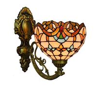 8 Pollici Luci da Parete Tiffany, Monte in Vetro Colorato con Applique in Stile Vintage in Stile Vintage Giallo per Le Scale Corridoi del Soggiorno Camera da Letto