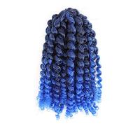 8 pollici Ombre sintetico Curl Bounce Crochet Hair Afro Kinky Curly Crochet Trecce(T1B/Blue)