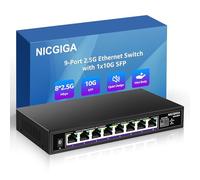 8 Port 2.5G Ethernet Switch with 10G SFP Uplink, NICGIGA Unmanaged 2.5Gb Network Switch, Plug & Play, Desktop/Wall-Mount, Fanless Metal Design.