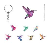 8 portachiavi in acrilico colorato colibrì, ciondolo a forma di colibrì, portachiavi artistico a tema uccello per donne ragazze portachiavi auto borsa zaino ornamenti per borse