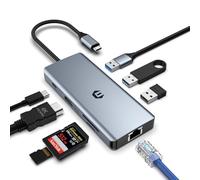 8 porte USB C Dock, Adattatore Hub USB C Dual Display 4K HDMI, Docking Station Multiporta (Gigabit Ethernet, 5 Gbps USB 3.0, PD 100 W, lettore SD/TF) per MacBook Pro/Air, Dell, Surface, HP