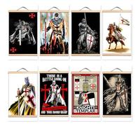 8 poster medievali guerrieri crociati su tela da appendere alla parete, per migliorare la tua stanza e la decorazione dello studio con i cavalieri templari, arazzo artistico da parete (40 x 60 cm)