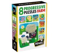 Headu - Puzzle educativo 8 Progressive The Farm - grandi pezzi per bambini 2-4 anni - Made in Italy