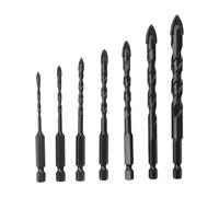 8 punte da trapano triangolari lunghe da 4 mm, placcate in carburo di tungsteno, per piastrelle in ceramica, mattoni, vetro, plastica, legno, nero, Qmv433 (nero, 15 x 6,3 x 1,7 cm)
