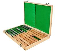 8 PZ + 1 Set di scalpelli for tornio HSS gratuito for legno Radice da tornitura Coltello da intaglio for mobili 6.89 "Lama 16.14" Scalpello con cassetta degli attrezzi(Burlywood)