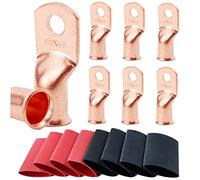 8 pz 4/0 AWG-3/8" anse per batteria, anse in filo di rame, estremità per cavi per batteria, terminali tubolari ad anello, anse per cavi a crimpare AWG, connettori terminali della batteria con tubi termorestringenti 3:1