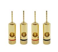 8 pz/4 paia di Rame Placcato Oro 2mm Spille Spina A Banana Adattatore Spillo Dritto Terminali A Banana Spine degli Altoparlanti Connettore di cablaggio(8 Red)