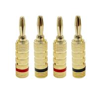 8 Pz/4 Paia Spina A Banana Rame Placcato Oro 24K 4mm Connettore A Banana Spina for Altoparlante Maschio Nero Rosso(8 Black)
