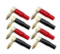 8 pz 4mm Angolo Retto 90 Gradi Rosso Nero Forma L Spina A Banana Connettore Banana Maschio Spine Audio Altoparlante Filo connettori del cavo(Red 4Pcs Black 4Pcs)