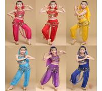 8 Pz Bambini Danza del Ventre Costume Vestito da Danza del Ventre per Bambina con Paillettes Abito da Ballo Arabo Principessa Vestiti Ragazze Set di Costumi Vestito Latino Americano Bambina
