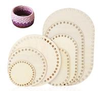 8 Pz Base Borsa Uncinetto, Base in Legno per Uncinetto, Basi per Borse Uncinettos, Set di Basi per Cestini all'uncinettos fai da te(Rotondo, ovale, 8 misure)