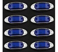 8 Pz Blu 24V LED Side Oval Chrome Marker Lights Camion Rimorchio Scocca