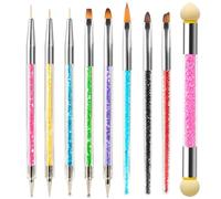 8 pz doppia estremità Nail Art Dotting Pen con 1 spazzola di spugna, professionale per nail art, manicure french e sgrassati, ideale per gel UV e disegni creativi