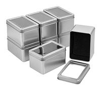 8 Pz Mini Scatole in Metallo con Coperchio, Argento Barattoli Porta con Finestra Trasparente, Contenitore Rettangolare Senza Cerniere, Scatole di Latta per Regali di Caramelle, 107x72x60 mm