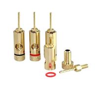 8 pz rame placcato oro 2 mm pin adattatore spina a banana pin dritto terminali a banana connettori for altoparlanti connettore di cablaggio(8 Red)