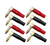 8 pz Rosso Nero Forma L 4mm Spina A Banana Connettore Ad Angolo Retto 90 Gradi Banana Maschio Spine Audio Altoparlante Filo connettori del cavo(Red 8Pcs)