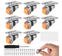 8 Pz Ruote a Rotelle per Mobili Piccole con Viti, Ruote per Mobili Pesanti, Rotelle Pivotanti Arancioni, Set di Ruote Girevoli a 360 Gradi Piccole per Spostare Carrelli Tavolo