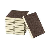 8 Pz Spugne Abrasiva, Spugne Abrasive Grana 60, Spugna Abrasiva, Tamponi Blocchi Abrasivi a Umido/Secco Flessibili per Legno, Metallo, Plastica, Cartongesso (12 x 10 x 1,3 cm)