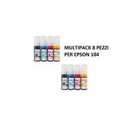 8 RICARICHE PER EPSON ECOTANK 104/103/102 ET-2721 ET-2726 ET-2815 Et2810 2812