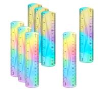8 righelli flessibili da 15 cm, colorati e trasparenti | Righello in PVC morbido con scala in cm e pollici, pieghevole e infrangibile, per ufficio e casa