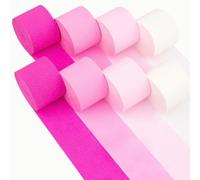 8 Rotoli di Carta Crespa,Nastro Carta Crespata, 4 colori, Stella Filante di Carta Seta, Per la Decorazione di Matrimonio, Festa di Compleanno, Decorazione di Natale (4,5 cm x 25 m/rotolo)
