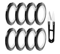 8 Rotoli Di Nastro Grafico Da 3 Mm, 1 Paio Di Forbici, Nastro Nero A Linee Sottili, Nastro Autoadesivo Nero, Nastro Artistico Per Lavagna Bianca