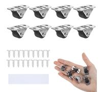 8 ruote per mobili piccole: ogni ruota può contenere circa 10 kg, 13 mm, piccole ruote per mobili, mini ruote fisse silenziose con punti adesivi e viti, per mobili, cassette degli attrezzi, trolley