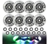 8 ruote per pattinaggio in linea, 72 mm, con luminescenza in linea, per tutti i tipi di pattini a rotelle, adatte per adulti, bambini (trasparente argento)