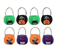 8 sacchetti di caramelle in tessuto non tessuto di Halloween con manici adatti per i bambini per trasportare dolcetti e piccoli oggetti durante gli eventi di Halloween