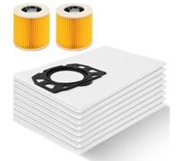 8 sacchetti per aspirapolvere e 2 filtri per aspirapolvere Kärcher WD2/WD2 | Sacchetti KFI 357 e set di filtri, per Kärcher MV3, KWD1, KWD2, KWD3, WD3.200 fino a WD3.800 M, SE4001/SE4002