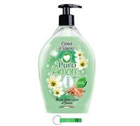 8 saponi liquidi PURO AMORE Crema di Sapone - Crema Sapone con muschio bianco e legno di sandalo - Pelle morbida, liscia e vellutata 750 ml + portachiavi Beni Culinari