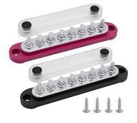 8 sbarre di distribuzione dell'alimentazione e della messa a terra con borchie #10 (M5), Ampper 5,9" 12V 120A Battery BusBar con copertura per auto, barca e solare (rosso e nero)