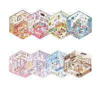 8 Set Adesivi di Scena, Adesivi 3D Adorabili Adesivi 3D Stress Sollievo con,Supermercato, Libreria, Ristorante, Negozio di Abbigliamento, Perfetti per Adulti e Bambini Creativi
