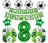 8. Set di decorazioni per compleanno da calcio, 8 anni, decorazione per compleanno, per ragazzi con numero gigante 8, palloncini per 8 anni, decorazione per compleanno