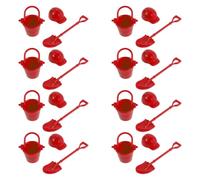 8 Set Set Mini Casco Secchio Pala Rosso in Plastica per Modellismo | Accessori in Miniatura per Giardino Fatato e Viaggio, Valore Educativo, per Collezionisti e Appassionati