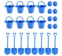 8 Set Set Miniatura di Pala e Casco Antincendio Blu per Diorama | Plastica, Tre Pezzi in Miniatura, Scena Educativa e Giardino Incantato, Stile Realistico per Hobbisti Adulti