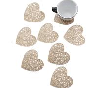 8 sottobicchieri a forma di cuore, antiscivolo, isolanti dal calore, per cucina, tavola, sottobicchiere a forma di cuore, per bevande (dorato)