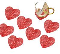 8 sottobicchieri a forma di cuore, antiscivolo, isolanti dal calore, per cucina, tavola, sottobicchieri, a forma di cuore, per bevande (rosso)