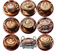 8 sottobicchieri per pittura a diamante con tappi in sughero e supporto, kit di sottobicchieri artistici fai da te per caffetterie, artigianato artistico a pois per sala da pranzo e regali