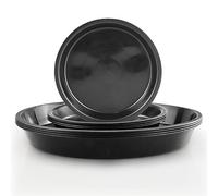 8 sottovasi per piante, 2 piattini per vasi di fiori di dimensioni miste, sottovasi rotondi in plastica nera, per interni ed esterni, protezione superficiale per piante domestiche (16 cm + 25 cm)