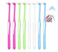 8 spazzolini da denti Interspace, multicolore, ciuffi singoli con tappi | Spazzole sottili e morbide, per parentesi graffe, piccole lacune dentali, pulizia quotidiana precisa