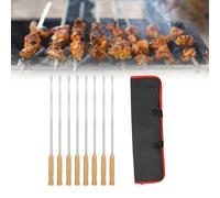 8 spiedini piatti lunghi per Shish Kebab, riutilizzabili per carne, pollo,