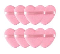 8 spugnette per cipria a forma di cuore, lavabili, riutilizzabili, morbide, spugnette per fondotinta, per viso, corpo, cipria, bagnata e asciutta, colore rosa