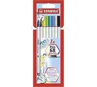 8 STABILO Pen 68 brush Brush-Pens farbsortiert NUOVO