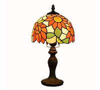 8" Stained Glass Nightstand Table Lamp, Living Room Bedroom Bedside Lamp,Reading Desk Lamp,Small Accent Lamp,Multicolor Shade,Sunflower